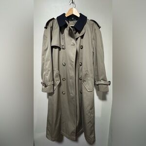 Lauren Ralph Lauren Khaki and Navy Trench Coat Plaid Lining
